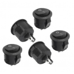 HR0404 50pcs 15mm/20mm SPST KCD1 Black Button On/Off Round Rocker Switch AC 6A/125V 3A/250V 2Pin 2 Postion